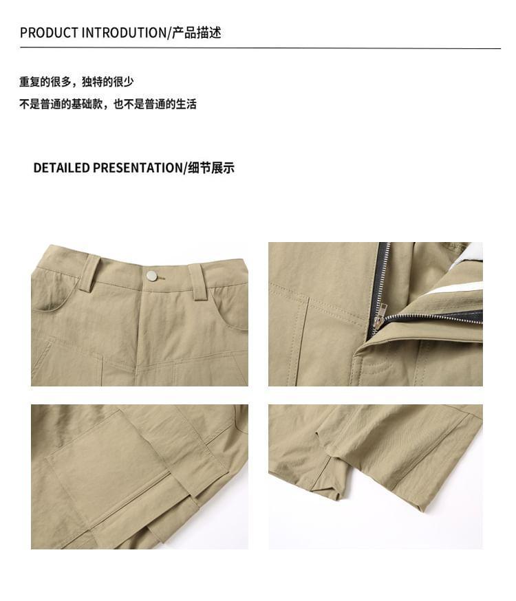 Mid Rise Plain Wide Leg Cargo Pants Product Image