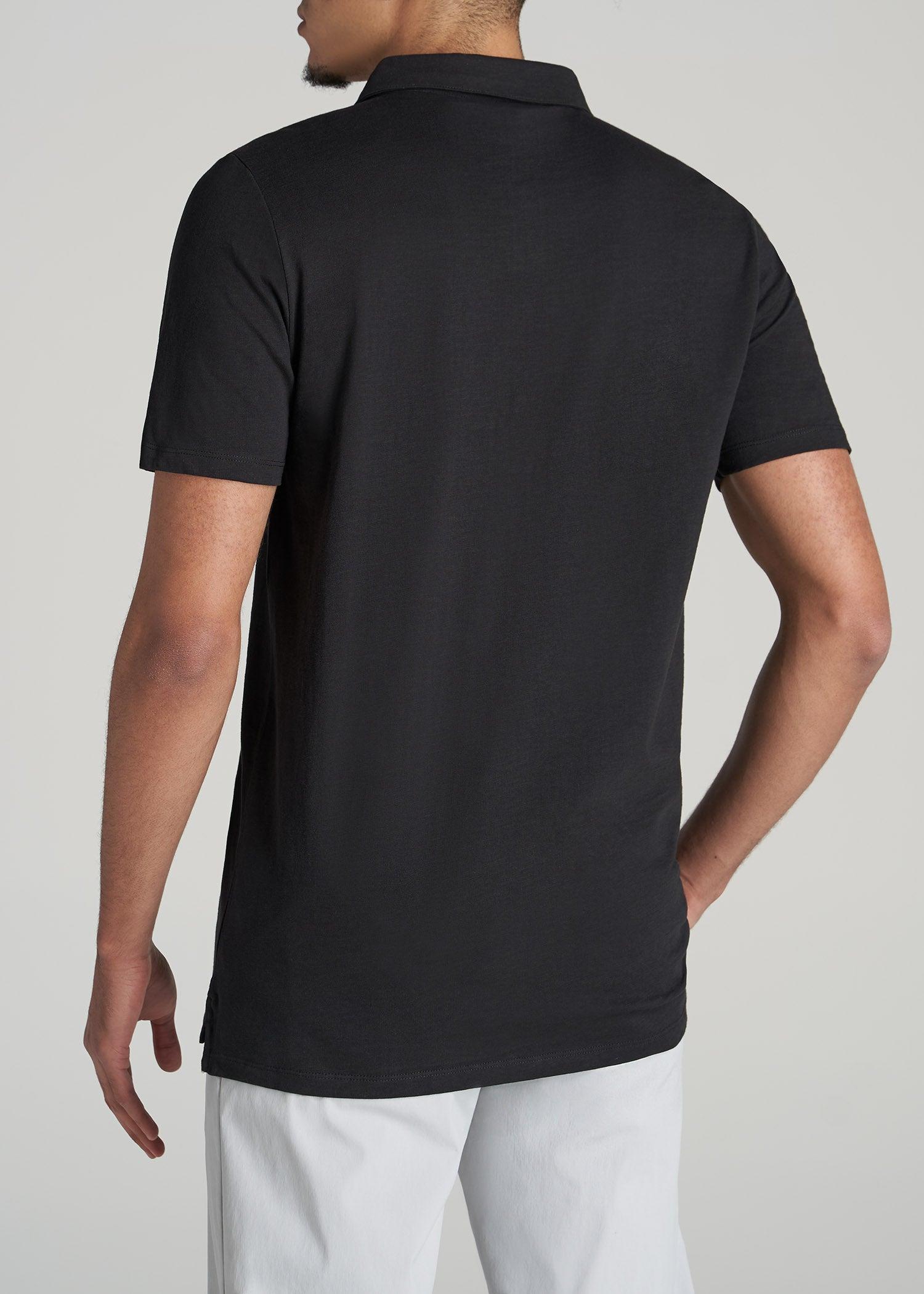 Slub Self Collar Tall Polo Shirt in Black Male Product Image