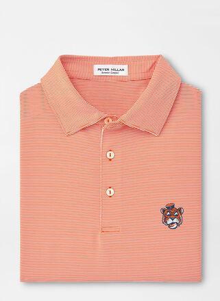 Peter Millar Mens Auburn Jubilee Stripe Performance Polo | Color: Orange | Size: 3XL Product Image