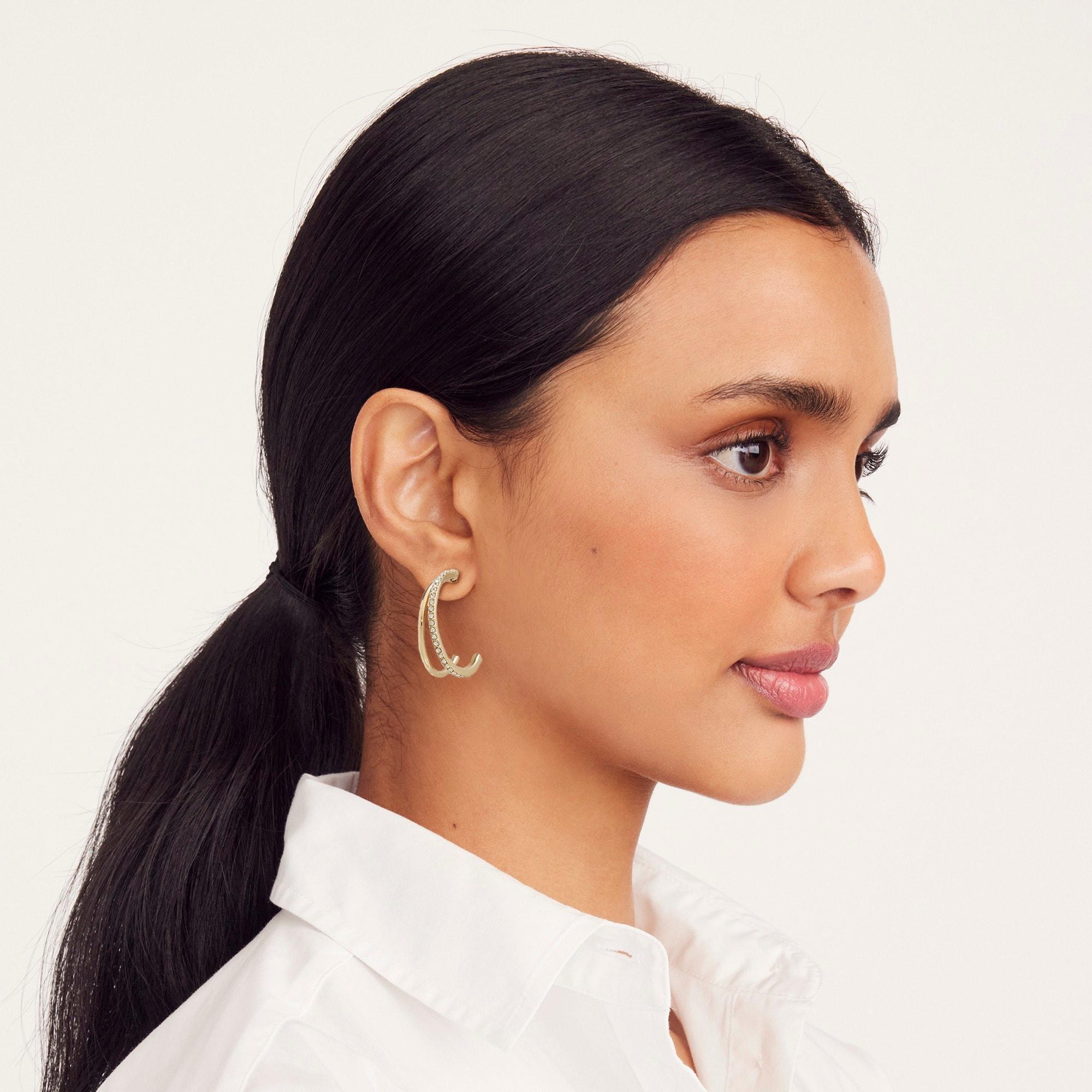 Crystal pavé double-hoop earrings Product Image