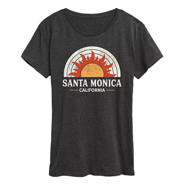 Womens Santa Monica California Sun Graphic Tee Heather Grey Product Image