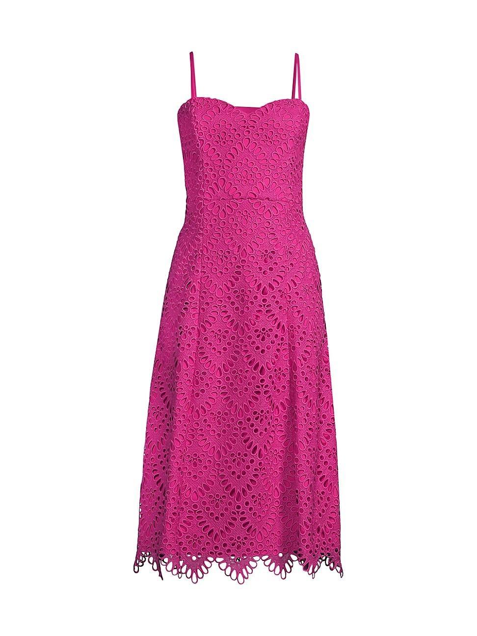 Womens Eyelet Lace Fit & Flare Midi-Dress Product Image