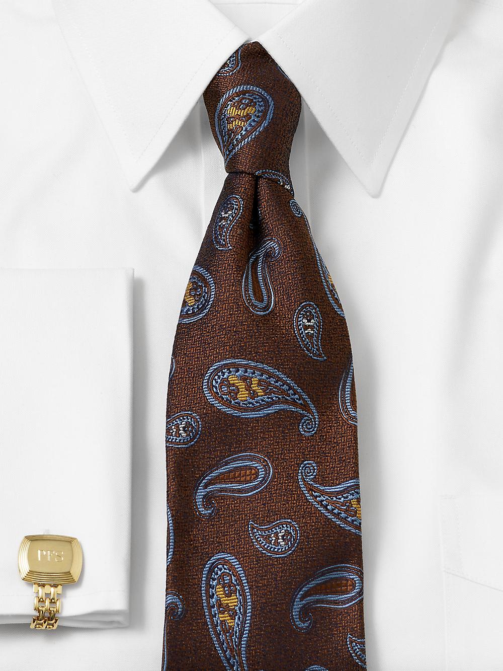 Paisley Woven Silk Tie - Brown Product Image