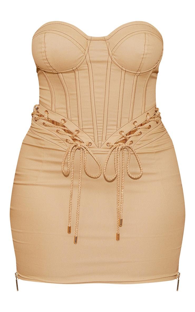 Shape Stone Rope Detail Lace Up Corset Bodycon Dress Product Image