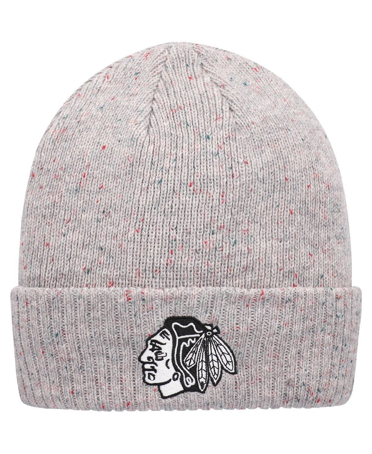 Womens adidas Gray Chicago Blackhawks Logo Cuffed Knit Hat Product Image