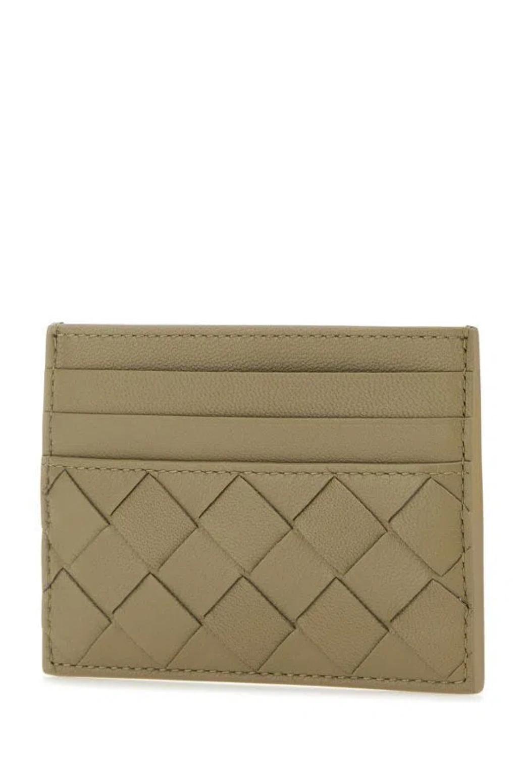 Dove Grey Nappa Leather Intrecciato Card Holder In Gray Product Image