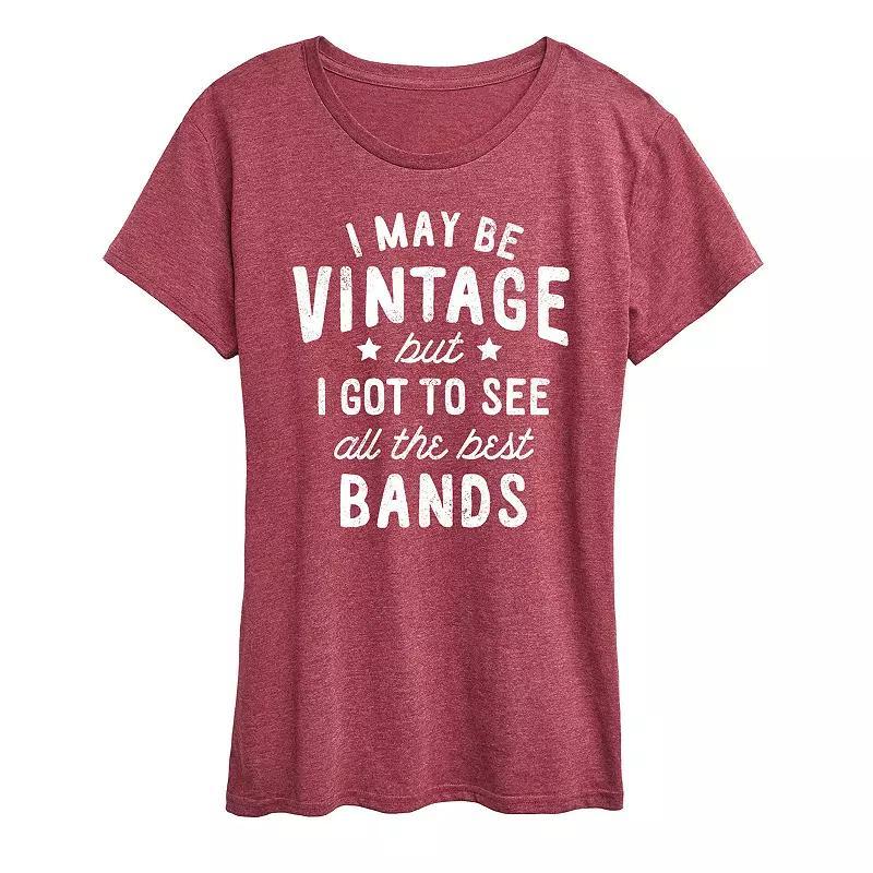 Womens I May Be Vintage Best Bands Graphic Tee Grey Dark Red Product Image