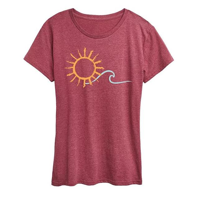 Womens Brushstroke Sun And Wave Graphic Tee Blue Product Image