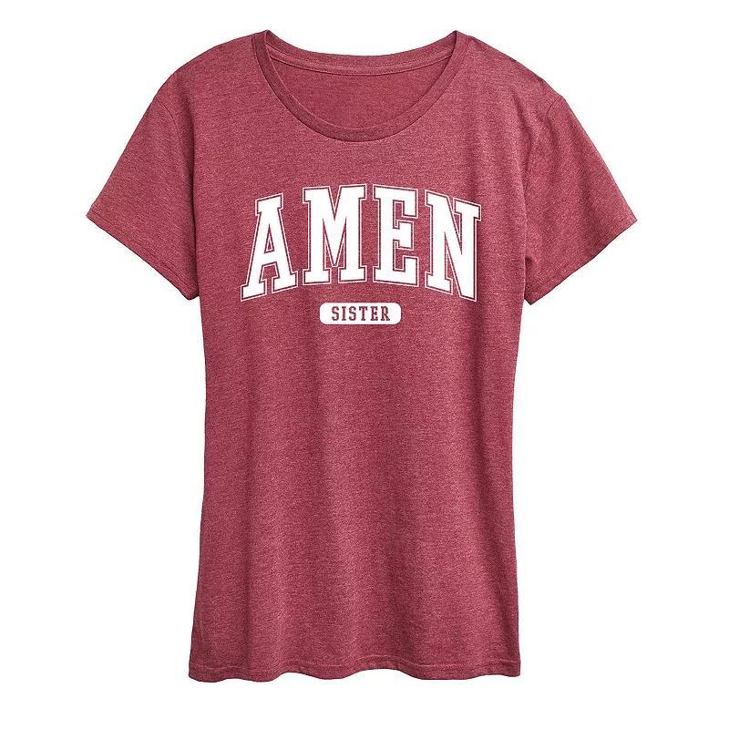 Womens Collegiate Amen Graphic Tee Grey Dark Red Product Image