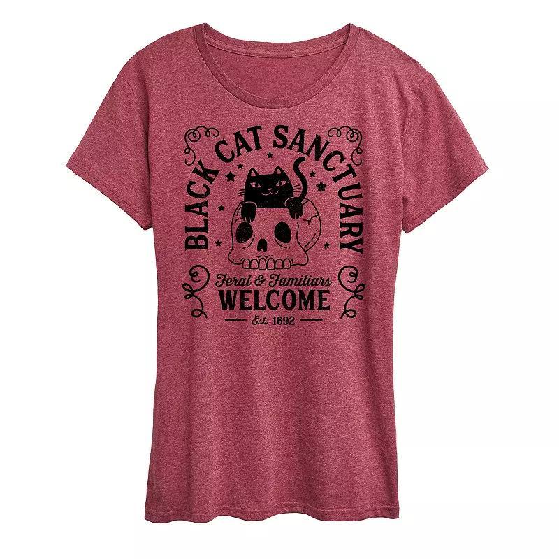 Womens Black Cat Sanctuary Graphic Tee Grey Green Product Image