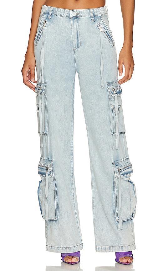 Blank NYC Franklin Rib Cage Pants with Oversized Cargo Pockets in Blue Lagoon (Blue Lagoon) Women's Casual Pants Product Image