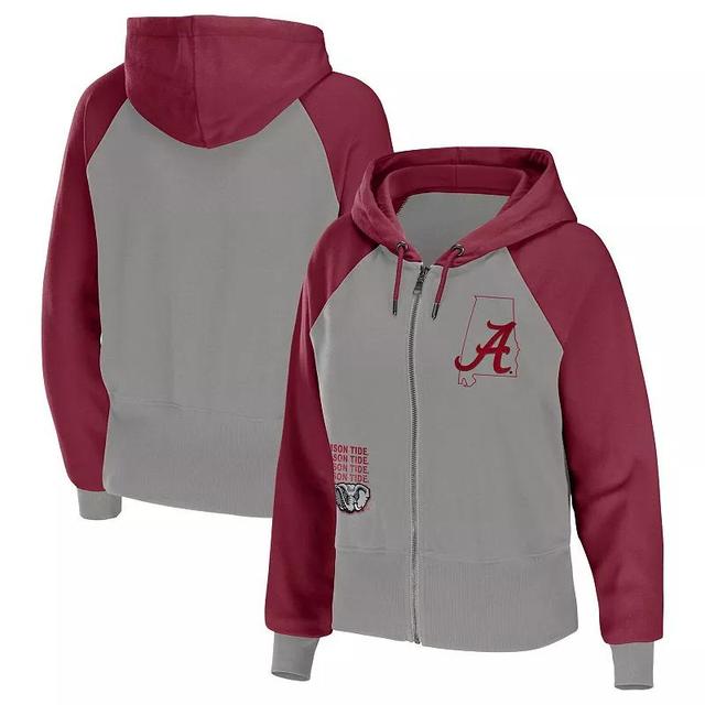 Womens WEAR by Erin Andrews Gray Alabama Crimson Tide Raglan Full-Zip Hoodie Product Image