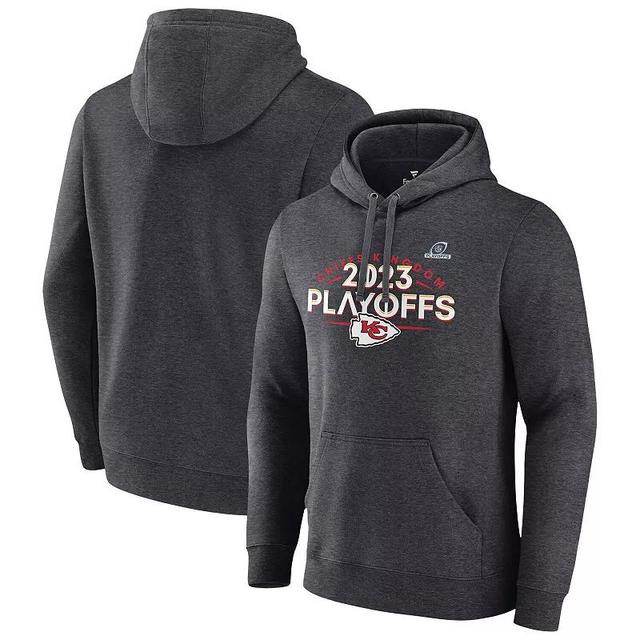 Mens Fanatics Branded Heather Charcoal Kansas City Chiefs 2023 NFL Playoffs Fleece Pullover Hoodie Product Image