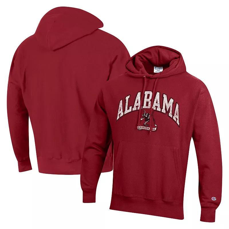 Mens Champion Crimson Alabama Crimson Tide Vault Late Night Reverse Weave Pullover Hoodie Product Image