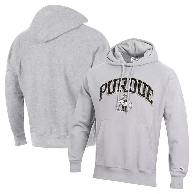 Mens Champion Heather Gray Purdue Boilermakers Vault Late Night Reverse Weave Pullover Hoodie Product Image