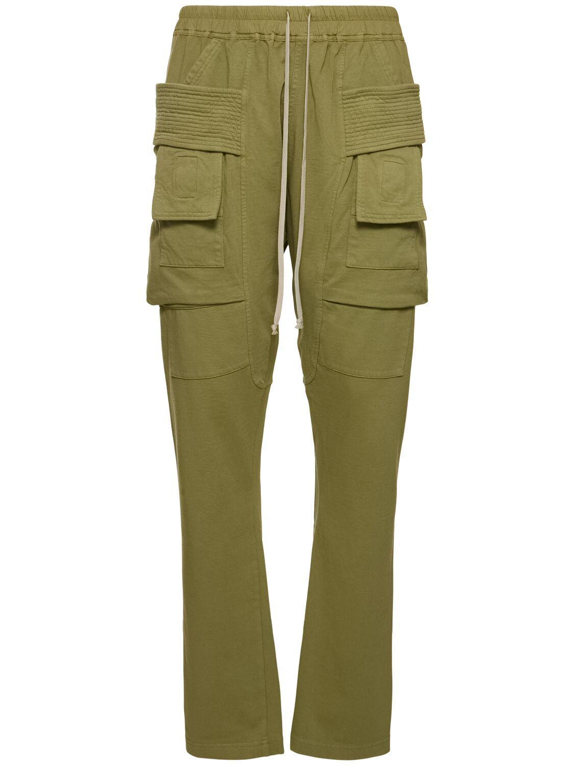 RICK OWENS DRKSHDW Creatch Cotton Drawstring Cargo Pants In Sage Product Image