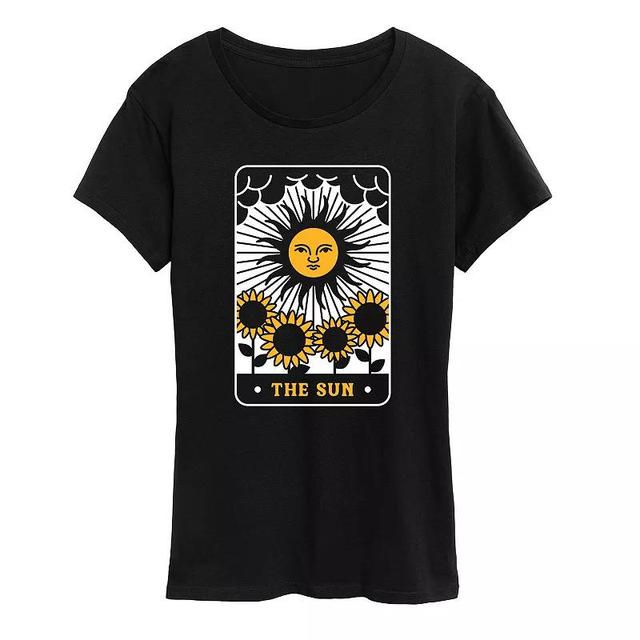 Womens The Sun Tarot Card Graphic Tee Black Product Image