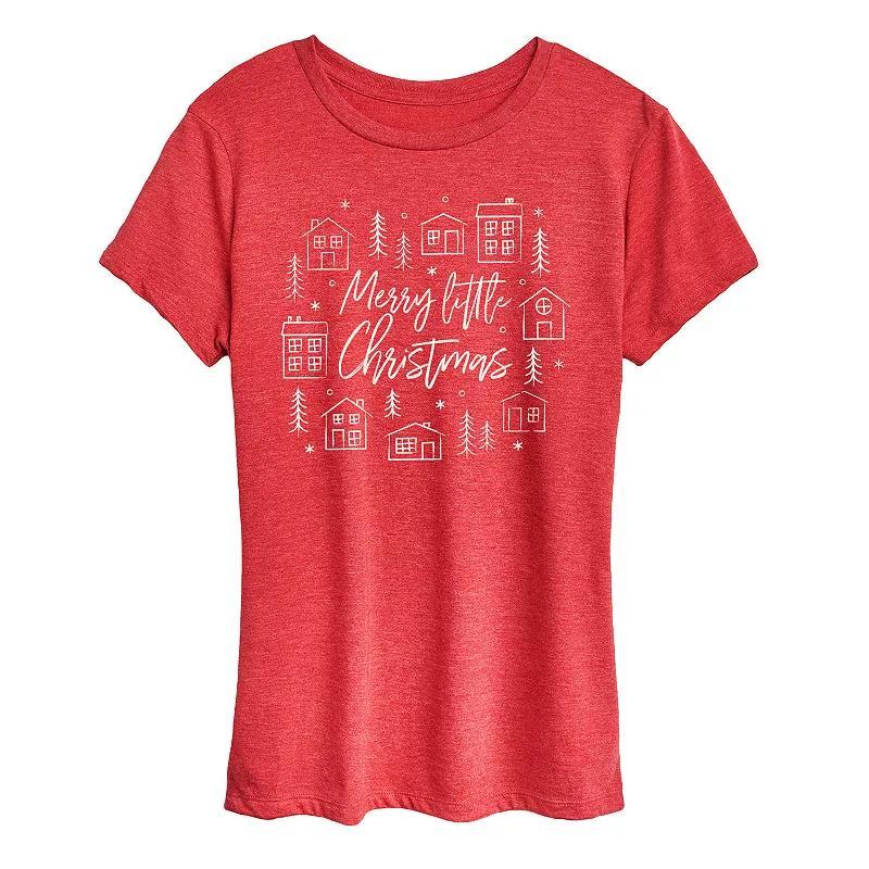 Womens Merry Little Christmas Graphic Tee Grey Red Product Image