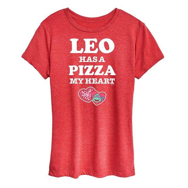 Womens Teenage Mutant Ninja Turtles Pizza My Heart Leo Graphic Tee Grey Red Product Image