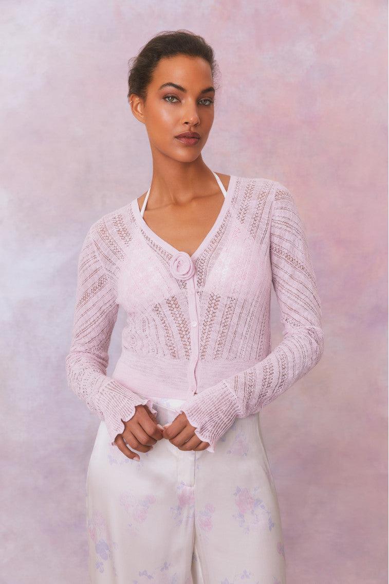 Luz Cotton Pointelle Rosette Cardigan product image