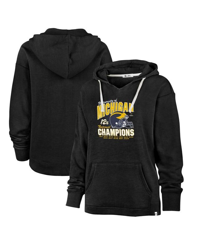 Womens 47 Brand Black Michigan Wolverines College Football Playoff 2023 National Champions Kennedy V-Neck Pullover Hoodie Product Image