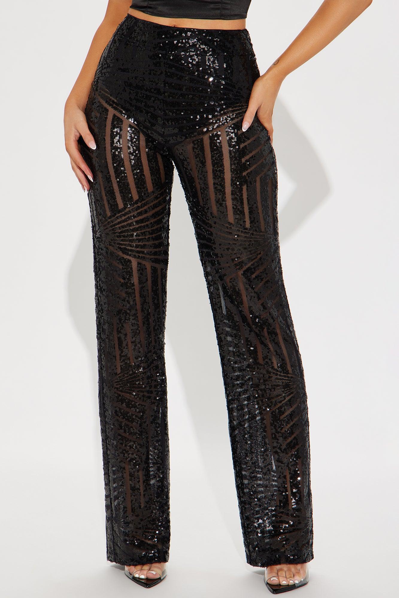 The Show Goes On Sequin Flare Pant - Black Product Image