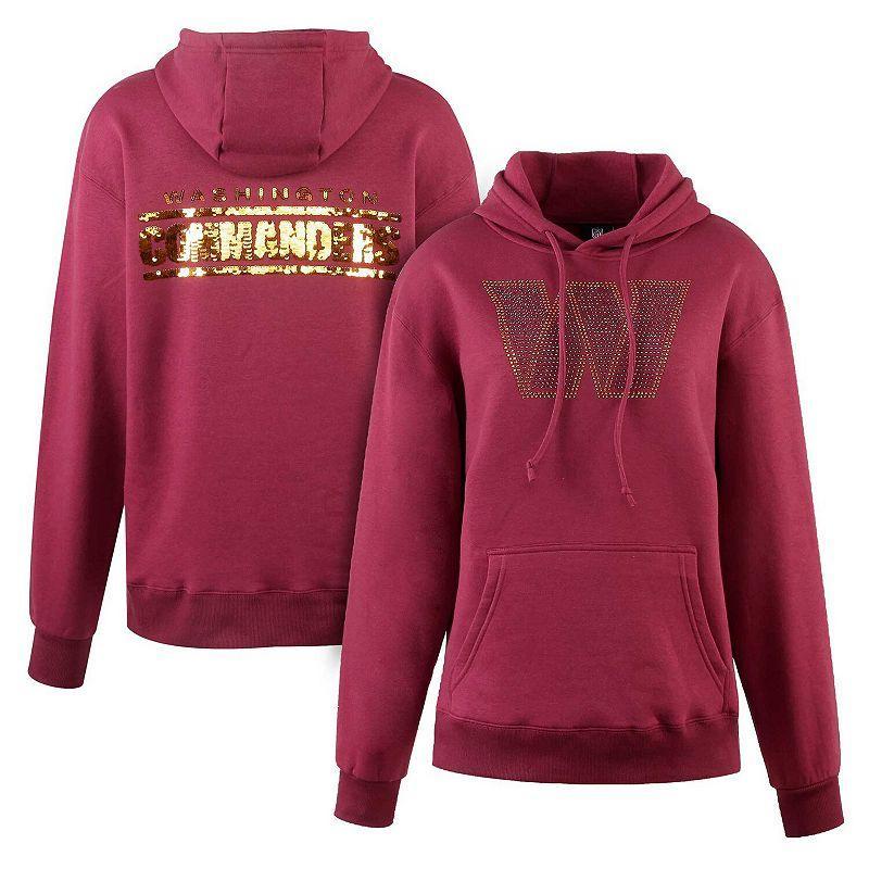 Womens Cuce Burgundy Washington Commanders Rhinestone Logo Wordmark Pullover Hoodie Product Image