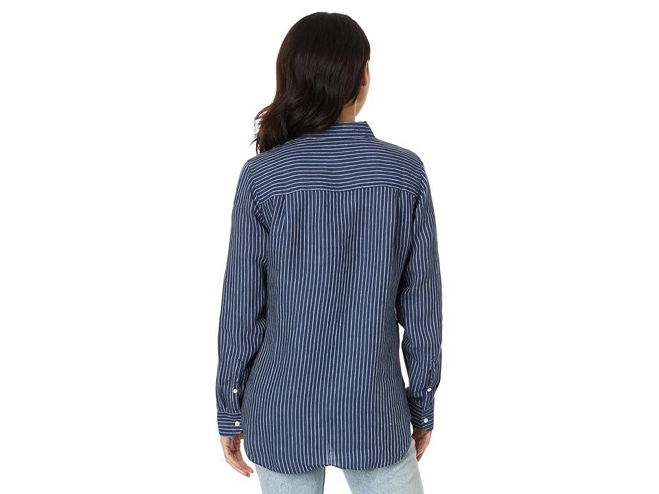 L.L.Bean Premium Washable Linen Shirt Tunic Stripe (Vintage Indigo Stripe) Women's Clothing Product Image