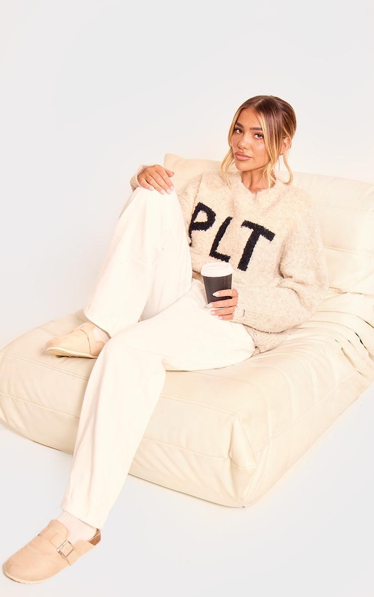 Mocha PLT Boucle Knitted Oversized Jumper Product Image