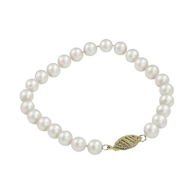 10k Gold Freshwater Cultured Pearl Bracelet - 7.5-in., Womens White Product Image