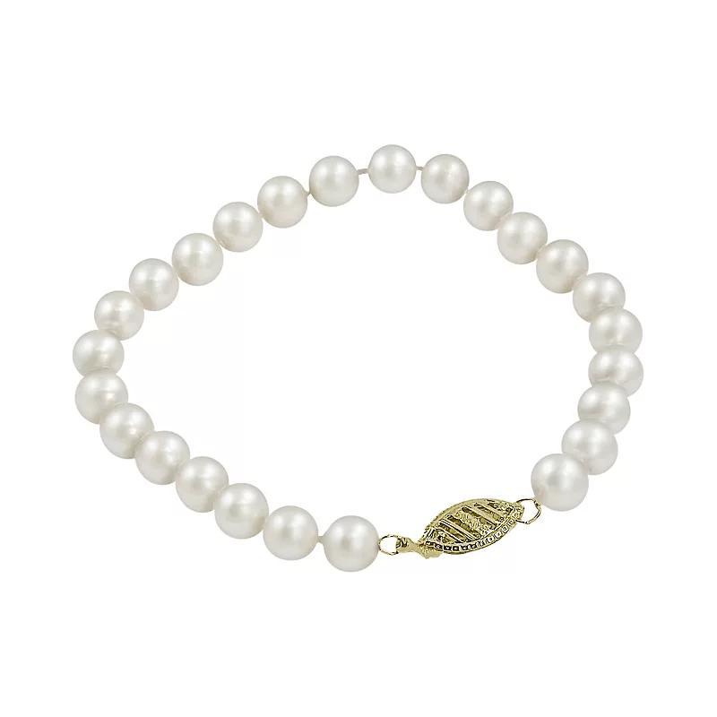 10k Gold Freshwater Cultured Pearl Bracelet - 7.5-in., Womens White Product Image