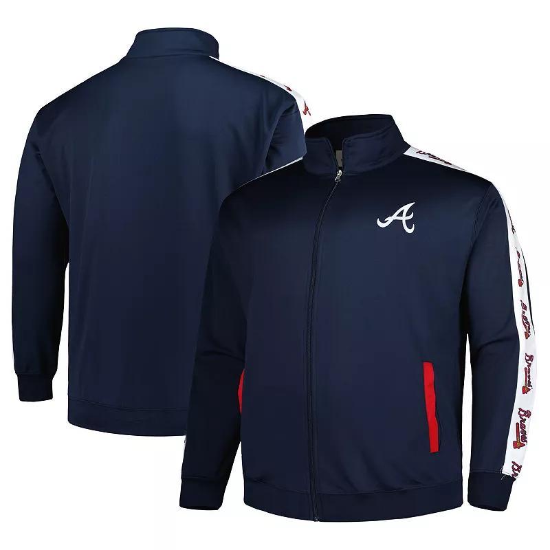 Mens Atlanta Braves Big & Tall Tricot Track Full-Zip Jacket Blue Product Image