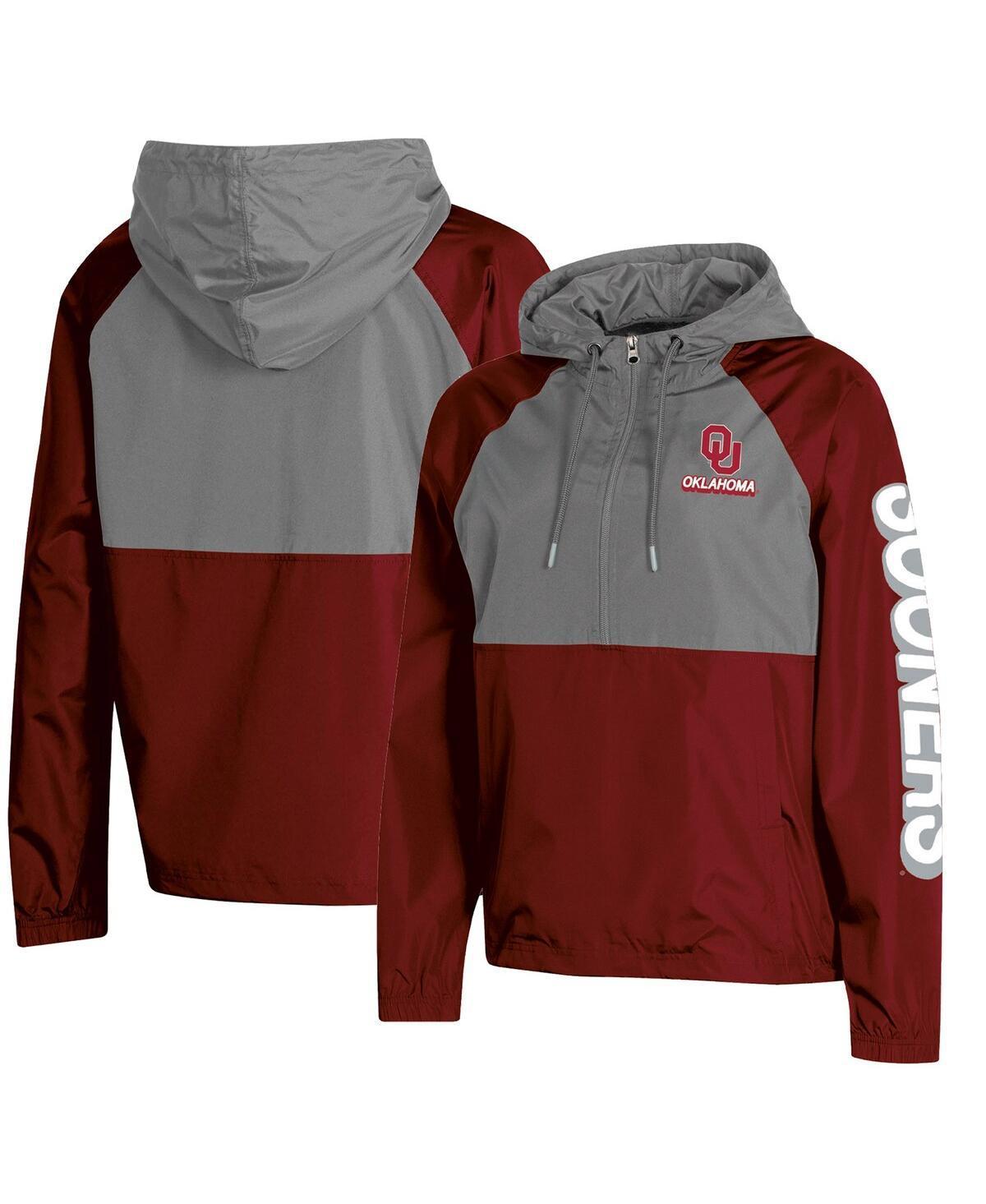 Womens Champion Crimson Oklahoma Sooners Colorblocked Packable Raglan Half-Zip Hoodie Jacket Product Image