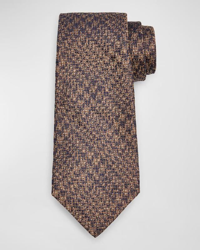 Men's Tonal Plaid Tie, Brown Product Image