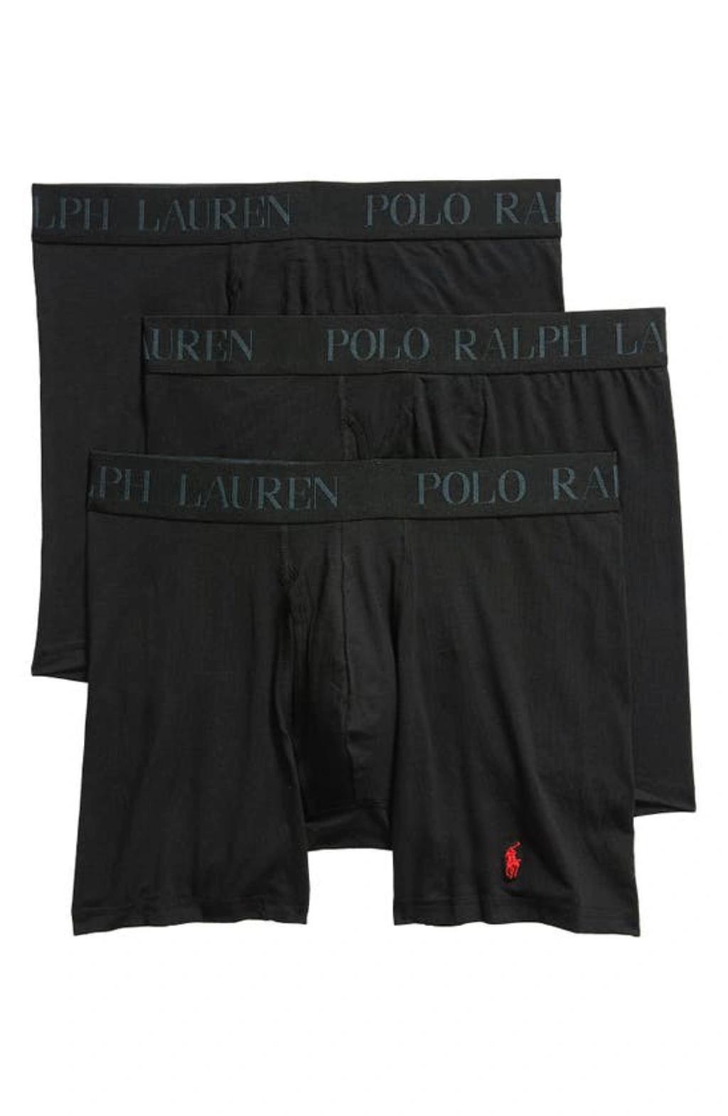 POLO RALPH LAUREN Assorted 3-pack Cotton Blend Boxer Briefs In Black Product Image