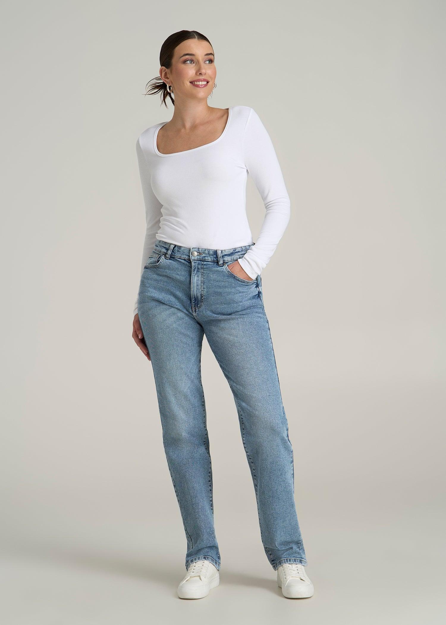 Harper High Rise Straight Stretch Tall Women's Jeans in Perfect Blue Product Image