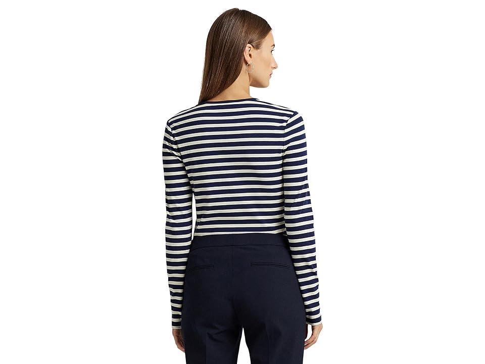 Lauren Ralph Lauren Striped Cotton Long-Sleeve Tee (Refined /Mascarpone Cream) Women's Clothing Product Image