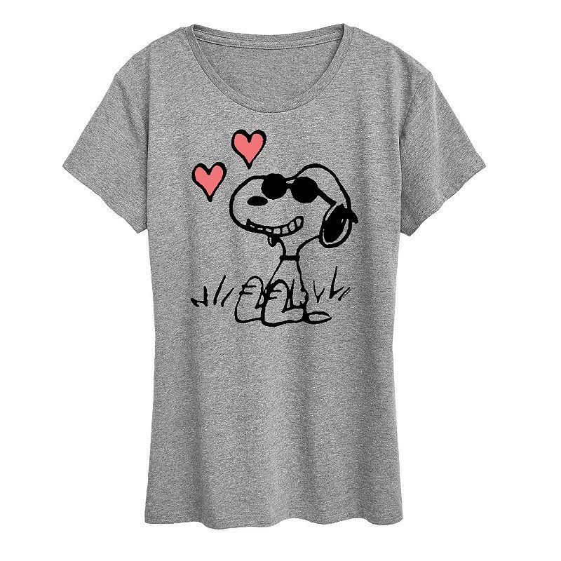 Womens Peanuts Snoopy Joe Cool Sitting Hearts Graphic Tee Product Image