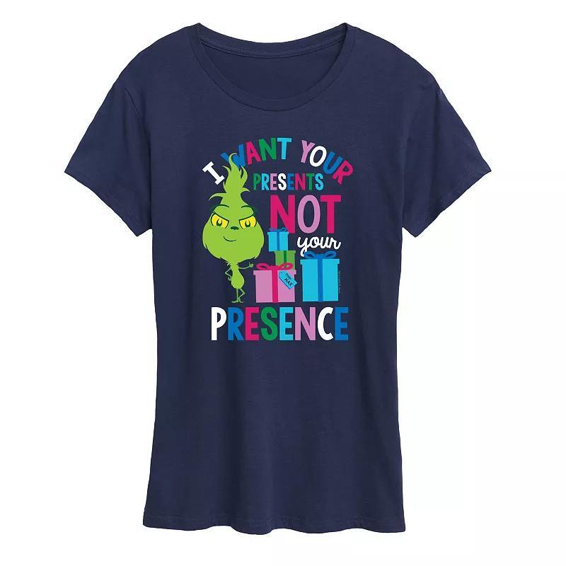 Womens Dr. Seuss Little Grinch Presents Graphic Tee, Girls Blue Product Image