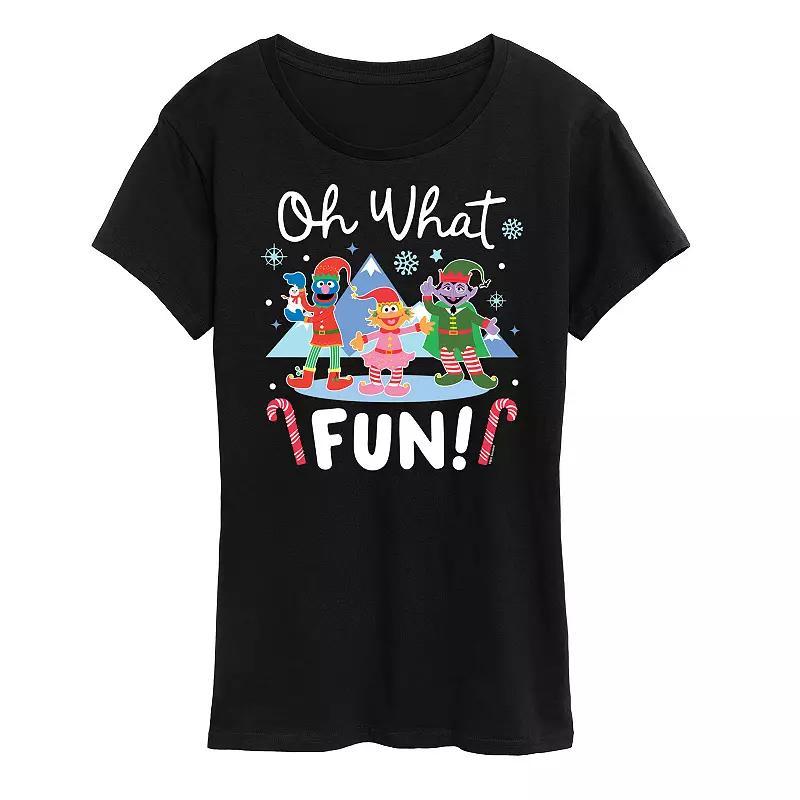 Womens Sesame Street Oh What Fun Graphic Tee, Girls Blue Product Image