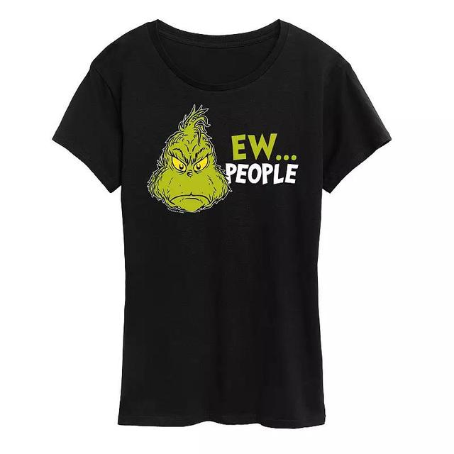 Womens Dr. Seuss The Grinch Ew People Graphic Tee, Girls Grey Dark Red Product Image