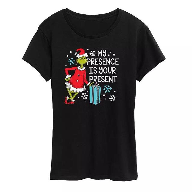 Womens Dr. Seuss The Grinch Presence Present Graphic Tee, Girls Product Image