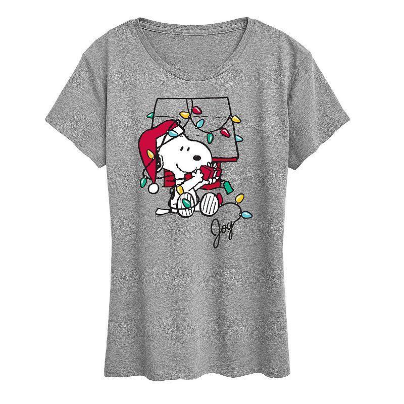 Womens Peanuts Snoopy Joyful Moment Graphic Tee, Girls Grey Gray Product Image