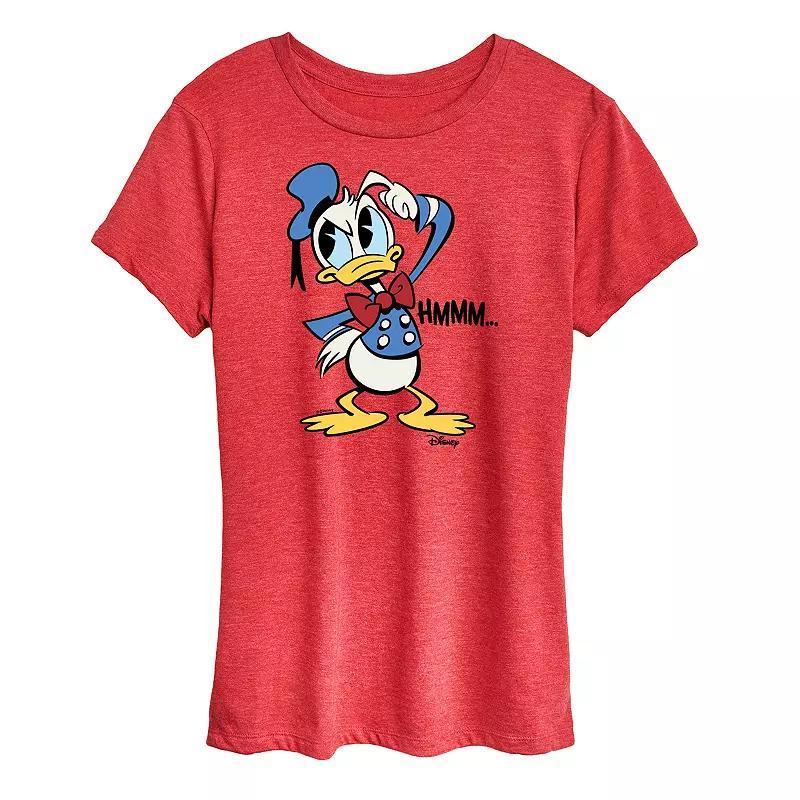 Disneys Donald Duck Womens Hmmm Graphic Tee Grey Gray Product Image