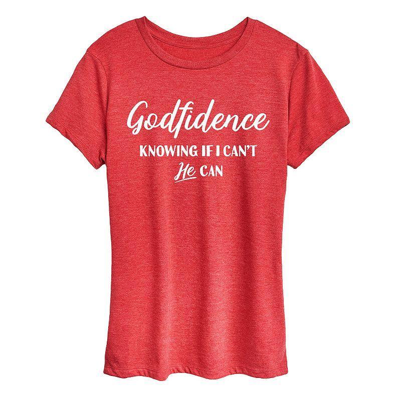 Womens Godfidence Graphic Tee Grey Red Product Image