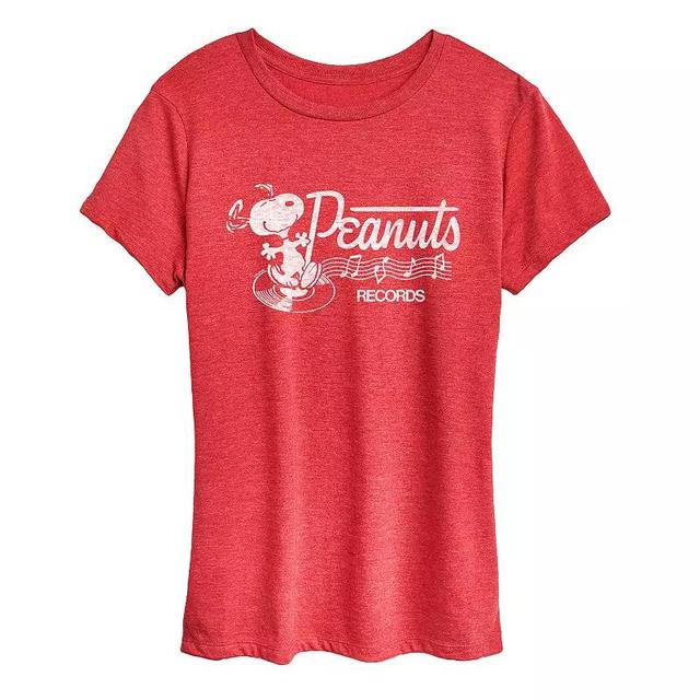 Womens Peanuts Snoopy Records Graphic Tee Heather Grey Product Image