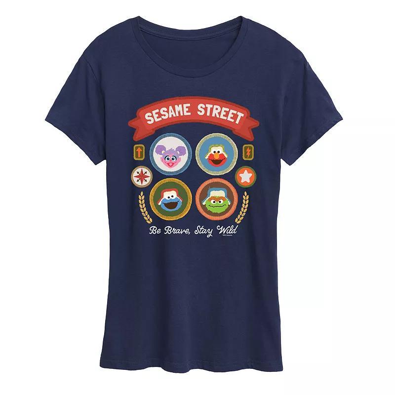 Womens Sesame Street Be Brave Stay Wild Graphic Tee Blue Product Image