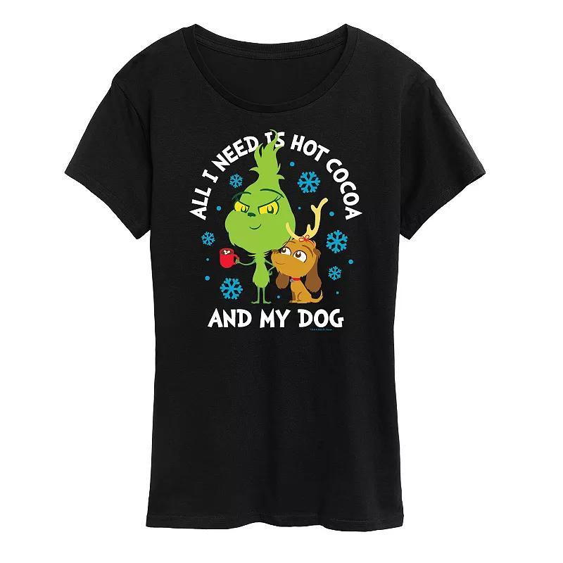 Womens Dr. Seuss The Grinch Hot Cocoa And My Dog Graphic Tee, Girls Product Image