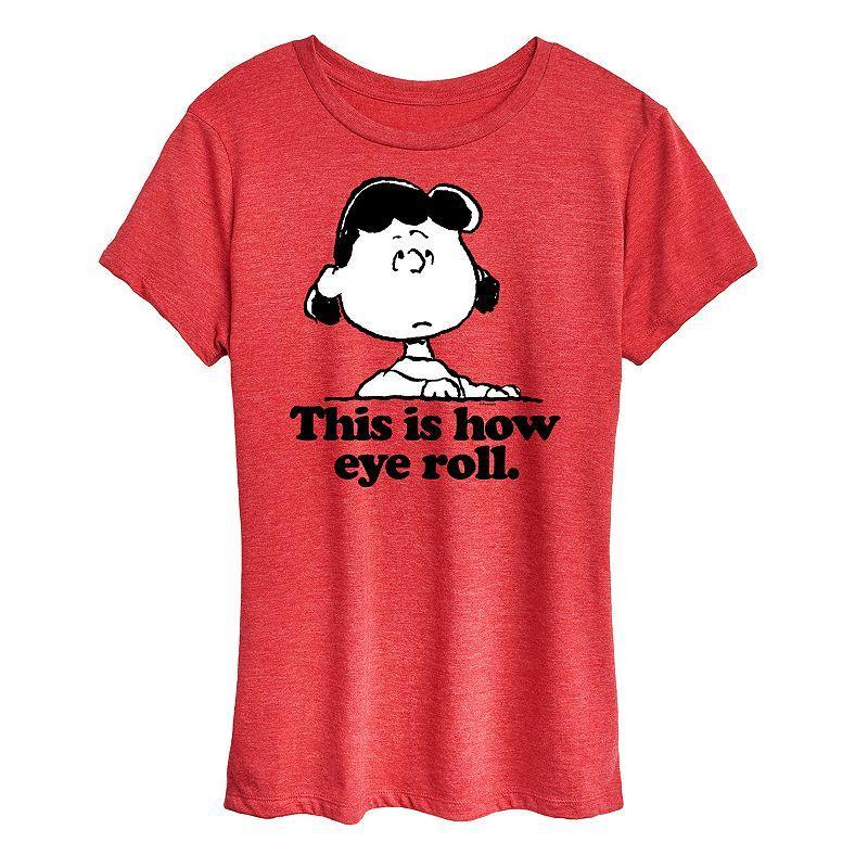 Womens Peanuts Lucy This Is How Eye Roll Graphic Tee Grey Red Product Image