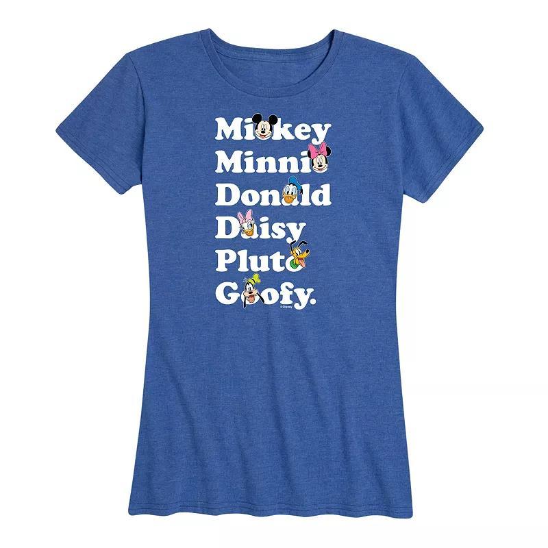 Disneys Mickey Mouse & Friends Womens Graphic Tee Grey Royal Blue Product Image